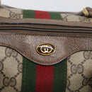 GUCCI GG Supreme Web Sherry Line Hand Bag PVC Beige Gold Auth 212112-15