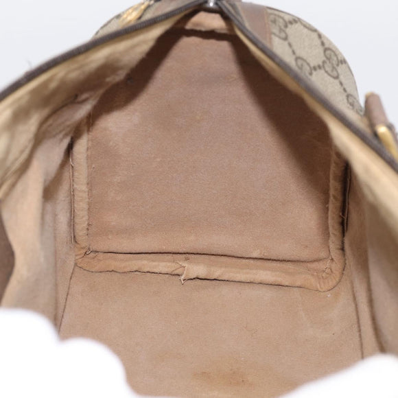 GUCCI GG Supreme Web Sherry Line Hand Bag PVC Beige Gold Auth 212112