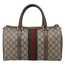 GUCCI GG Supreme Web Sherry Line Hand Bag PVC Beige Gold Auth 212112-3