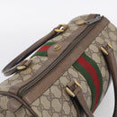GUCCI GG Supreme Web Sherry Line Hand Bag PVC Beige Gold Auth 212112-6