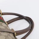 GUCCI GG Supreme Web Sherry Line Hand Bag PVC Beige Gold Auth 212112-8