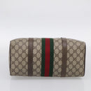 GUCCI GG Supreme Web Sherry Line Hand Bag PVC Beige Gold Auth 212112-9