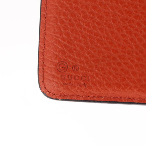 GUCCI Interlocking Long Wallet Leather Outlet Orange Gold 449397 Auth 212115A
