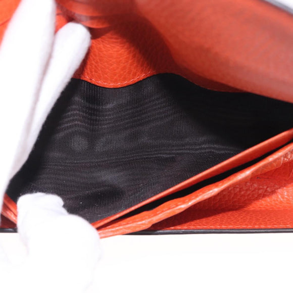 GUCCI Interlocking Long Wallet Leather Outlet Orange Gold 449397 Auth 212115A