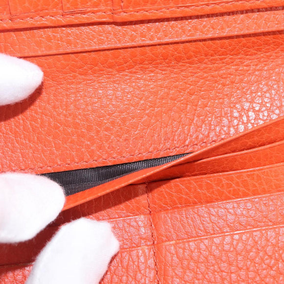 GUCCI Interlocking Long Wallet Leather Outlet Orange Gold 449397 Auth 212115A