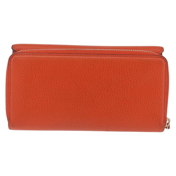 GUCCI Interlocking Long Wallet Leather Outlet Orange Gold 449397 Auth 212115A