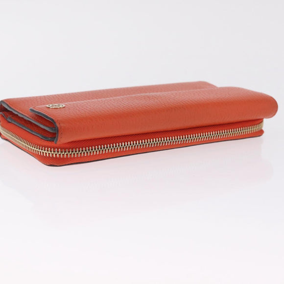 GUCCI Interlocking Long Wallet Leather Outlet Orange Gold 449397 Auth 212115A