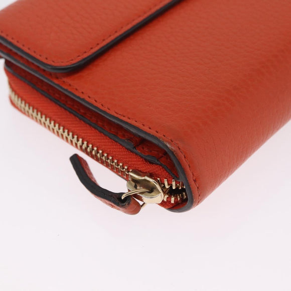 GUCCI Interlocking Long Wallet Leather Outlet Orange Gold 449397 Auth 212115A
