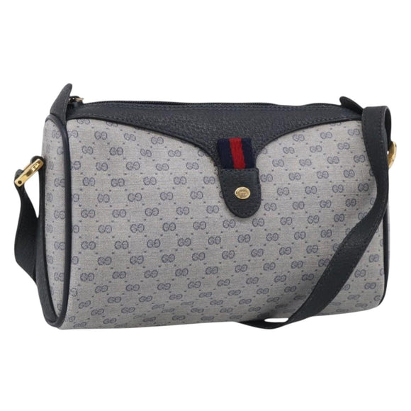 GUCCI Micro GG Supreme Sherry Line Bag PVC Navy Gold 89 02 018 Auth 212116
