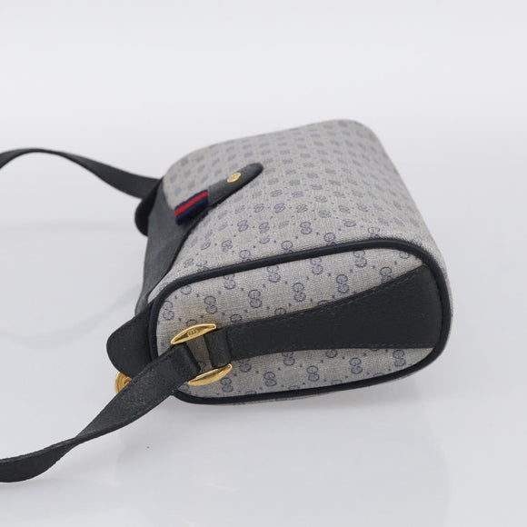 GUCCI Micro GG Supreme Sherry Line Bag PVC Navy Gold 89 02 018 Auth 212116
