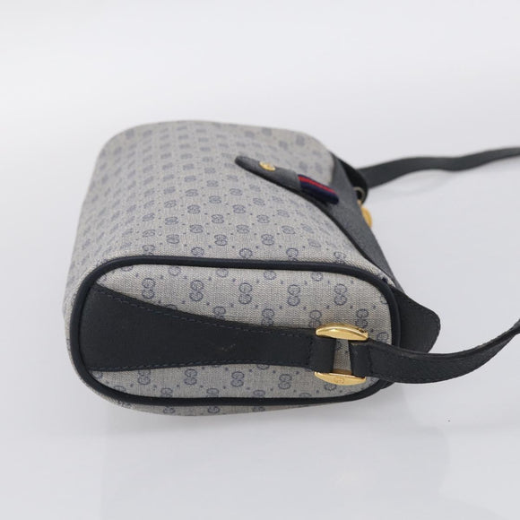 GUCCI Micro GG Supreme Sherry Line Bag PVC Navy Gold 89 02 018 Auth 212116