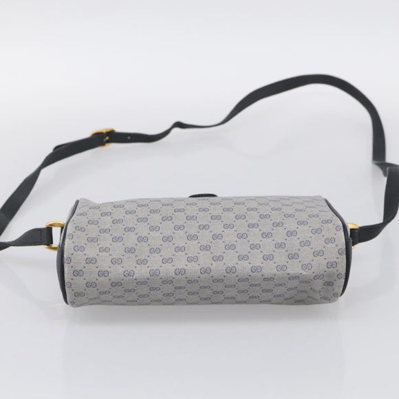 GUCCI Micro GG Supreme Sherry Line Bag PVC Navy Gold 89 02 018 Auth 212116