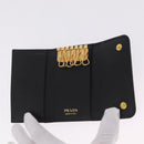 PRADA Key Case Safiano Leather Black Gold Auth 212121M-13