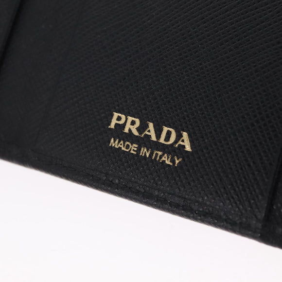 PRADA Key Case Safiano Leather Black Gold Auth 212121M