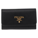 PRADA Key Case Safiano Leather Black Gold Auth 212121M-2