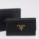 PRADA Key Case Safiano Leather Black Gold Auth 212121M-20