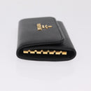 PRADA Key Case Safiano Leather Black Gold Auth 212121M-5