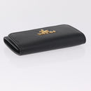 PRADA Key Case Safiano Leather Black Gold Auth 212121M-6