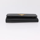 PRADA Key Case Safiano Leather Black Gold Auth 212121M-7