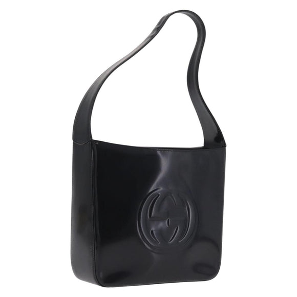 GUCCI Shoulder Bag Patent Leather Black Silver 000 1013 0506 Auth 212123