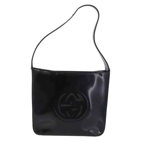 GUCCI Shoulder Bag Patent Leather Black Silver 000 1013 0506 Auth 212123