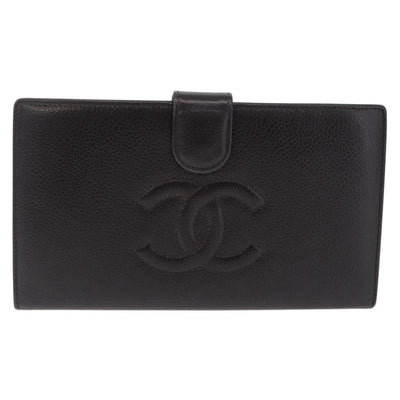 CHANEL Matelasse Long Wallet Caviar Skin Brown CC Auth 212125V - 0
