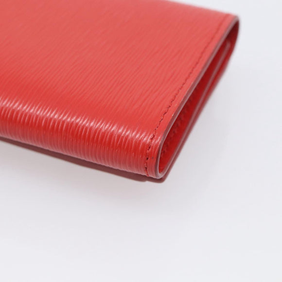 PRADA Trifold Wallet Leather Red Gold Tone Auth 212128M