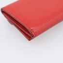 PRADA Trifold Wallet Leather Red Gold Tone Auth 212128M-11