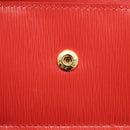 PRADA Trifold Wallet Leather Red Gold Tone Auth 212128M-14