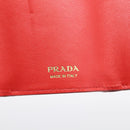 PRADA Trifold Wallet Leather Red Gold Tone Auth 212128M-15