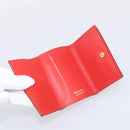 PRADA Trifold Wallet Leather Red Gold Tone Auth 212128M-16
