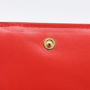PRADA Trifold Wallet Leather Red Gold Tone Auth 212128M-23