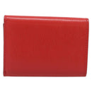 PRADA Trifold Wallet Leather Red Gold Tone Auth 212128M-3