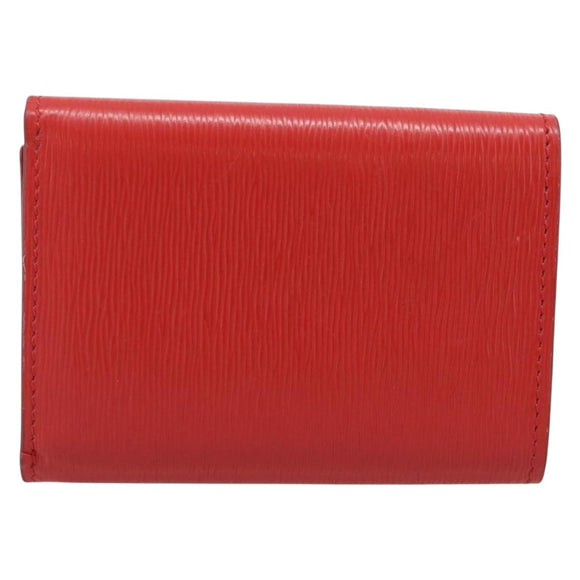 PRADA Trifold Wallet Leather Red Gold Tone Auth 212128M