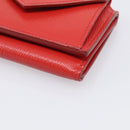 PRADA Trifold Wallet Leather Red Gold Tone Auth 212128M-8