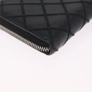 CHANEL Wild Stitch Long Wallet Leather Black Silver CC Auth 212153V-10