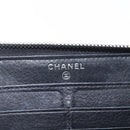 CHANEL Wild Stitch Long Wallet Leather Black Silver CC Auth 212153V-15