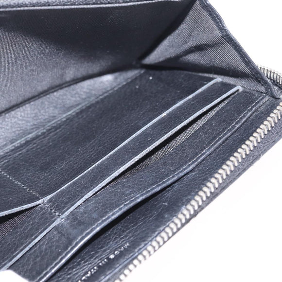 CHANEL Wild Stitch Long Wallet Leather Black Silver CC Auth 212153V