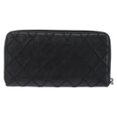 CHANEL Wild Stitch Long Wallet Leather Black Silver CC Auth 212153V-3