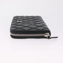 CHANEL Wild Stitch Long Wallet Leather Black Silver CC Auth 212153V-5