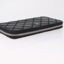 CHANEL Wild Stitch Long Wallet Leather Black Silver CC Auth 212153V-6