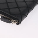 CHANEL Wild Stitch Long Wallet Leather Black Silver CC Auth 212153V-8