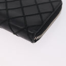 CHANEL Wild Stitch Long Wallet Leather Black Silver CC Auth 212153V-9