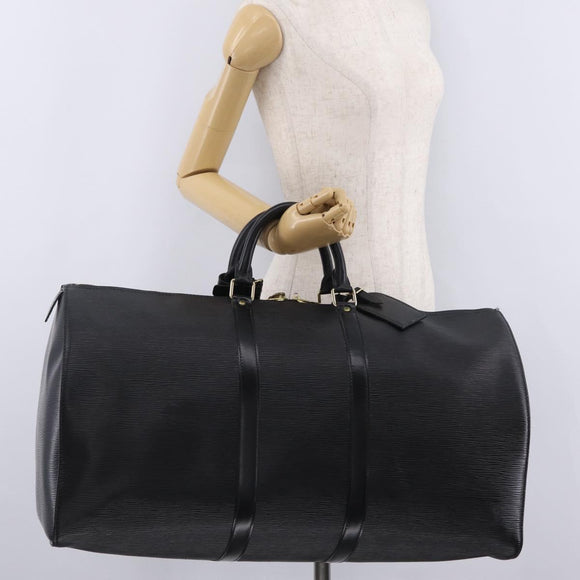 LOUIS VUITTON Epi Keepall 50 Boston Bag Black M42962 LV Auth 212156A
