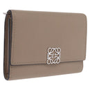 LOEWE Bifold Wallet Leather Beige Silver Auth 212160M-1