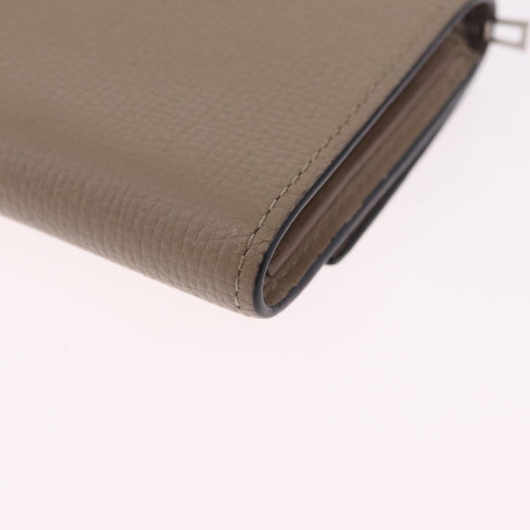 LOEWE Bifold Wallet Leather Beige Silver Auth 212160M