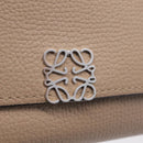 LOEWE Bifold Wallet Leather Beige Silver Auth 212160M-13