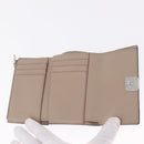 LOEWE Bifold Wallet Leather Beige Silver Auth 212160M-14