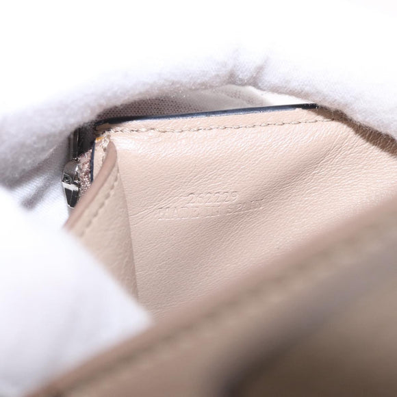 LOEWE Bifold Wallet Leather Beige Silver Auth 212160M