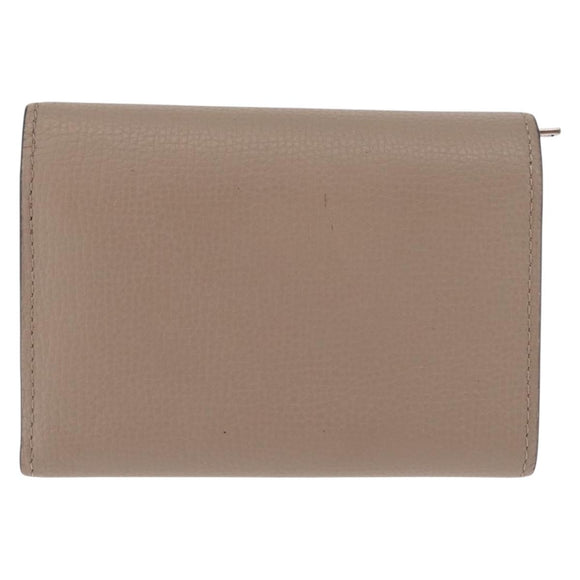 LOEWE Bifold Wallet Leather Beige Silver Auth 212160M